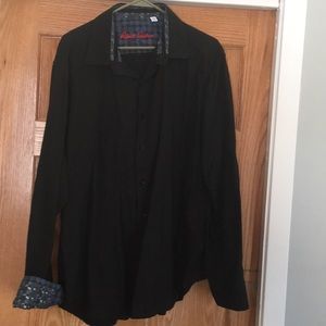 2XL Robert Graham Simply Black Button up shirt!